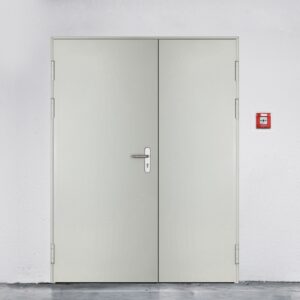 Porte métal 2 vantaux blanc 9010 en stock
