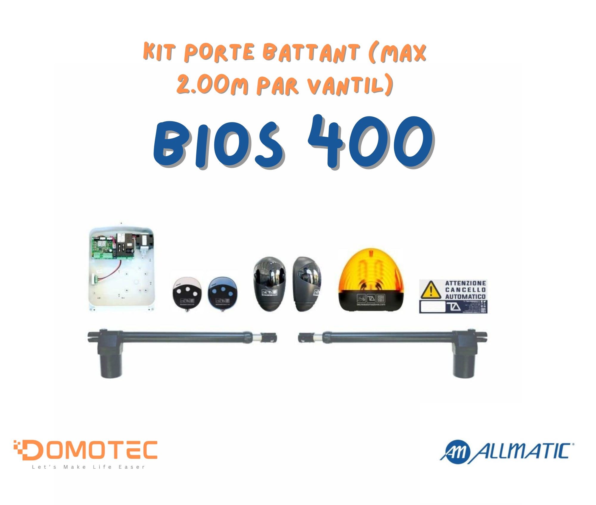 ALLMATIC Kit porte battant BIOS 400 (Max 2,00m par vantail)